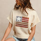 BiBi American Flag Patchwork Drop Shoulder Sweater - DAVERRI FASHIONS