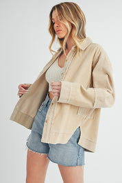 Aemi + Co Side Slit Exposed Seam Button Up Corduroy Jacket Jackets