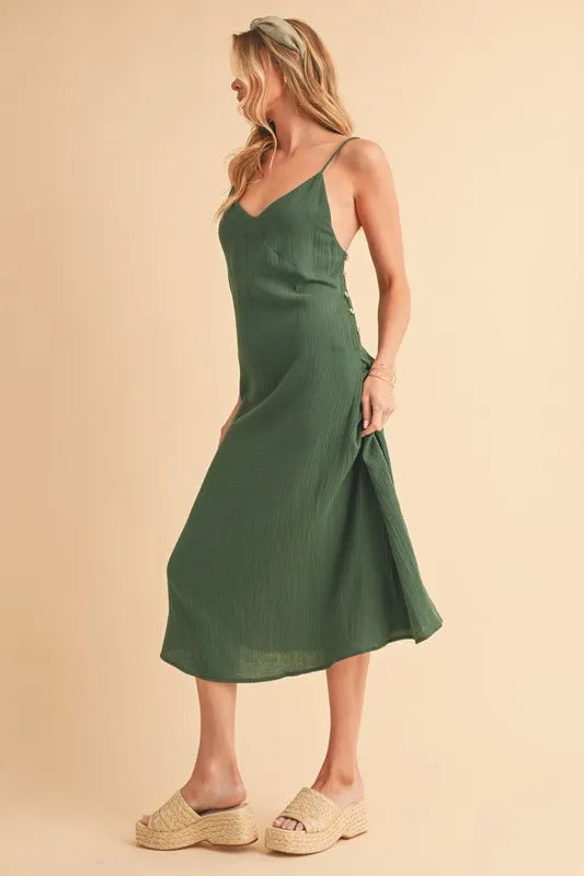 Aemi+Co Side Button Midi Cami Dress | Cami Dresses Daverri Fashions