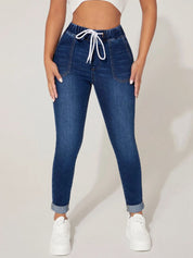 Medium Drawstring Cropped Jeans | Jeans Daverri Fashions