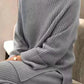 Cozy light gray ribbed knit relaxed fit sweatsuit set plus size
