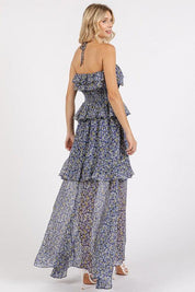 Mittoshop Ruffled Smocked Floral Halter Neck Maxi Dress | Daverri Fashions