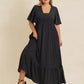 Plus Size Boho Ruffled Maxi Dress with Flutter Sleeves - DAVERRI FASHIONS