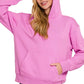 Zenana Fleece Kangaroo Pocket Hoodie in bright mauve