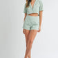 MABLE Eyelet Short Sleeve Crop Top and Shorts Set Outfit Sets