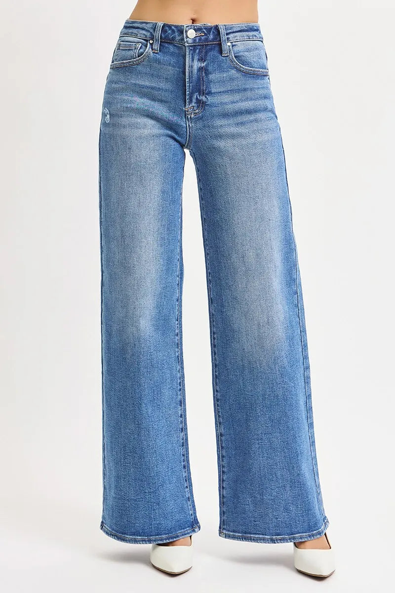 RISEN Full Size High Rise Wide Leg Jeans Plus Size | Jeans Daverri Fashions