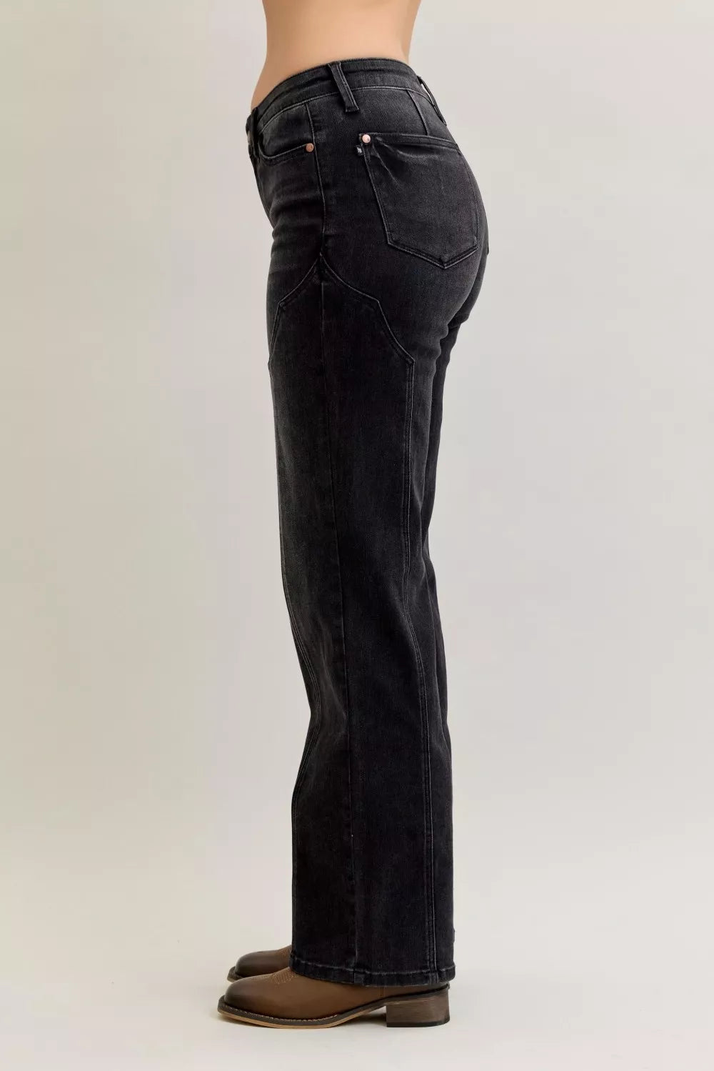 Judy Blue Mid Rise Straight Western Seam Detail Jeans | Jeans Daverri Fashions