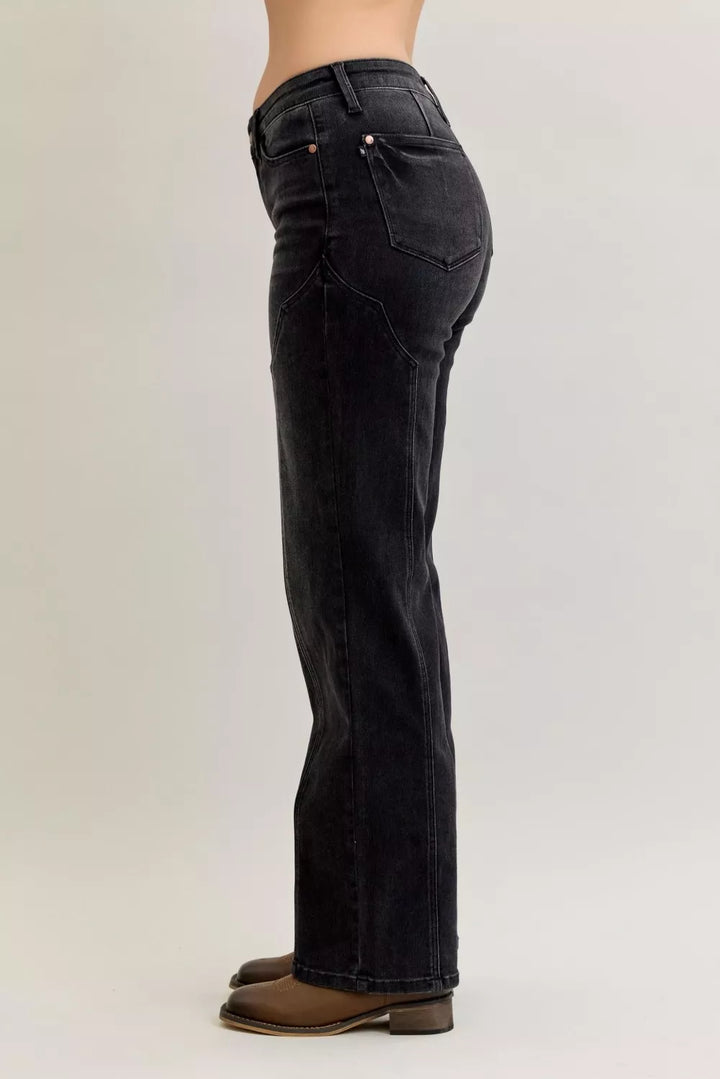 Judy Blue Mid Rise Straight Western Seam Detail Jeans | Jeans Daverri Fashions