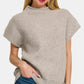 Zenana Short Sleeve Mock Neck Sweater - DAVERRI FASHIONS