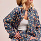 BiBi Washed Floral Print Denim Jacket Shackets