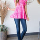 Heimish Full Size Tiered Leopard Round Neck Blouse with Ruffled Detail Plus Size Blouses