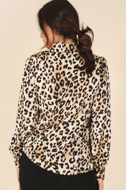 Satin Leopard Print Blouse Blouses