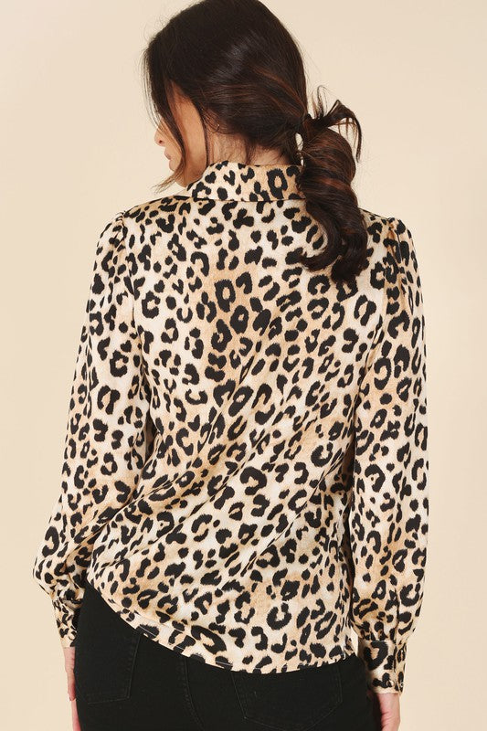 Satin Leopard Print Blouse Blouses