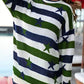 Daverri Stars and Stripes long-sleeve sweater in green navy stripes stars