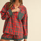 Annie Wear Contrast Plaid Long Sleeve Top and Shorts Set Short Sets