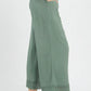 Umgee mint linen wide-leg cropped pants with lace trim