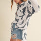 Aemi + Co High-Low Printed Button Up Long Sleeve Shirt - DAVERRI FASHIONS
