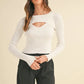 MABLE Cut Out Long Sleeve Ribbed Knit Top