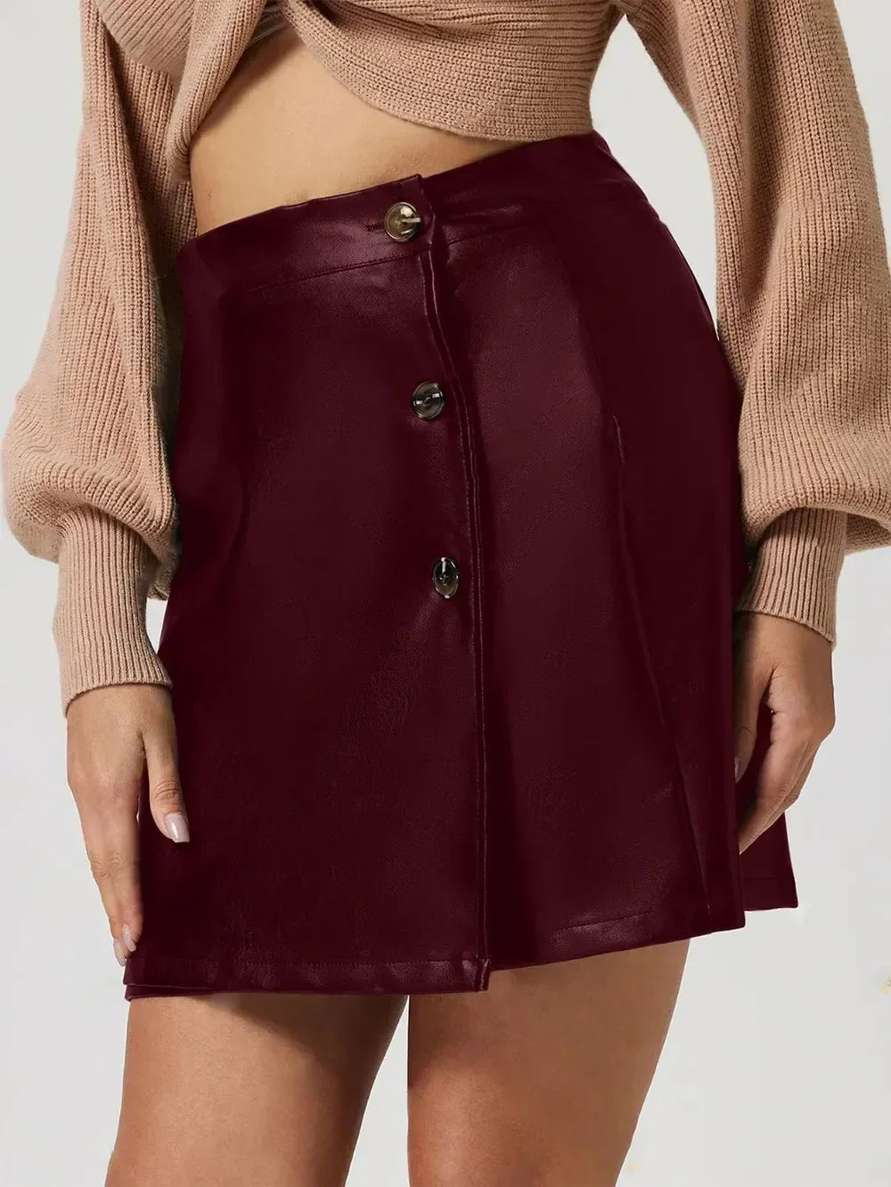 Buttoned High Rise Mini Skirt - DAVERRI FASHIONS
