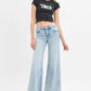 RISEN Full Size Tummy Control Low Rise Wide Leg Raw Cut Hem Jeans Plus Size Jeans