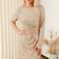Sequin Knot Round Neck Long Sleeve Mini Dress - DAVERRI FASHIONS