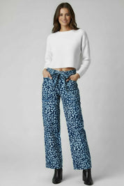 Daverri Fashions Leopard Print Wide Leg Jeans