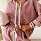 Daverri Fashions soft dusty rose corduroy hoodie with lace drawstrings