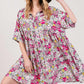 SAGE + FIG Floral Button Down Mini Shirt Dress Multi M Mini Dresses