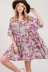 SAGE + FIG Floral Button Down Mini Shirt Dress Multi M Mini Dresses