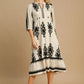 Umgee Printed Notched Midi Dress Midi Dresses