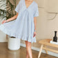 ADORA Ruffled Hem Striped V-Neck Babydoll Dress Babydoll Dresses