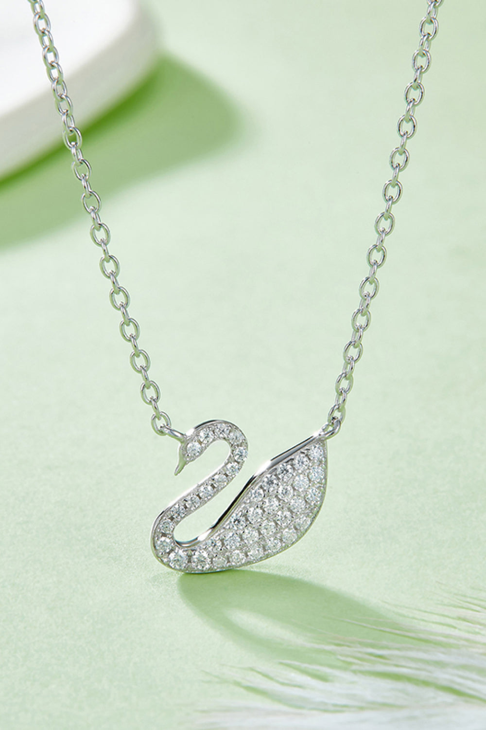Moissanite Swan 925 Sterling Silver Necklace | Silver Necklaces Daverri Fashions