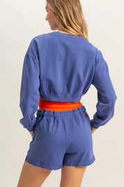 HYFVE Crew Neck Long Sleeve Crop Sweatshirt | Daverri Fashions