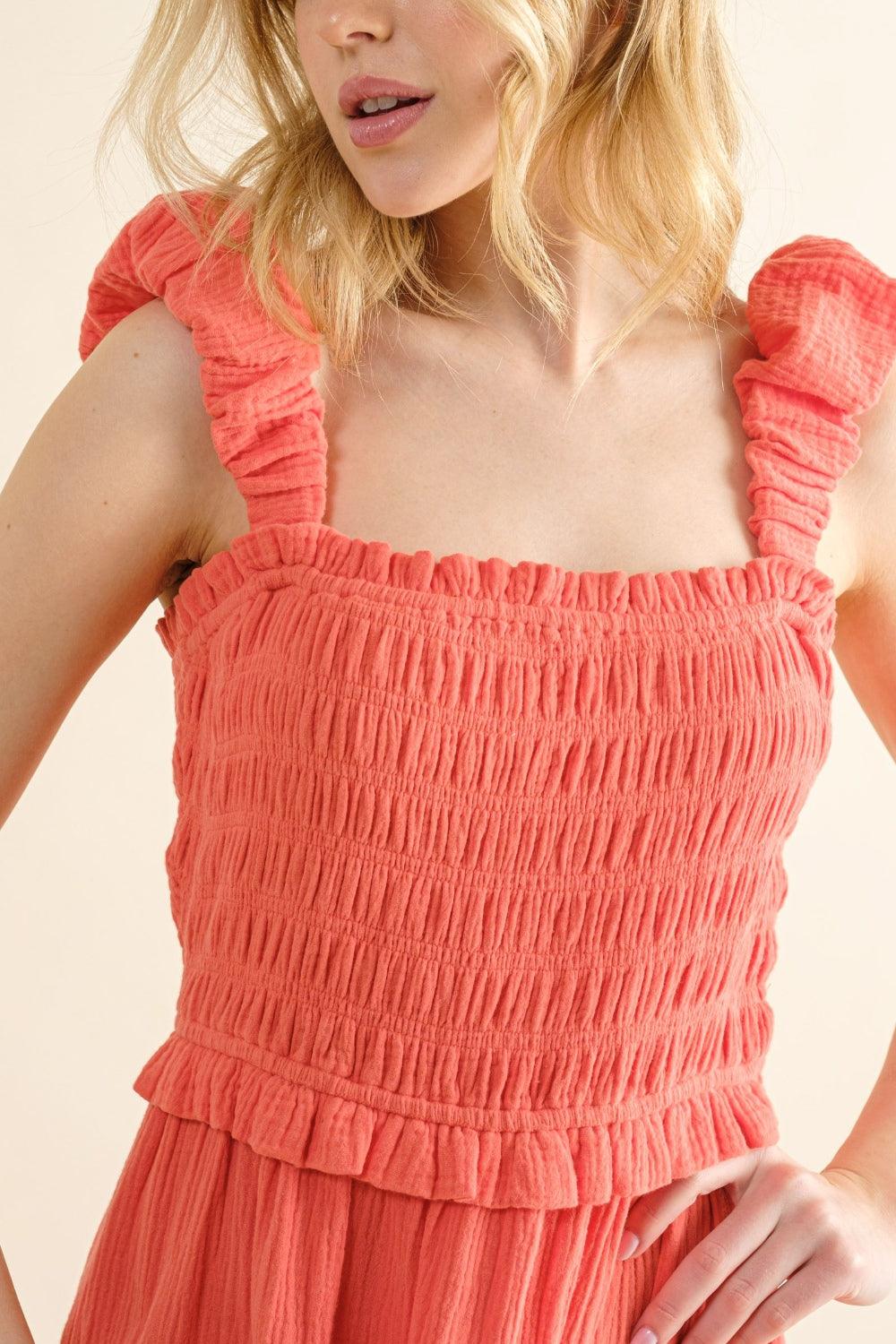 And The Why Smocked Ruffled Tiered Dress | Daverri Fashions