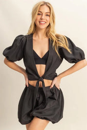 HYFVE Front Tie Top and Bubble Hem Shorts | Shorts Sets Daverri Fashions