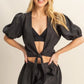 HYFVE Front Tie Top and Bubble Hem Shorts Shorts Sets