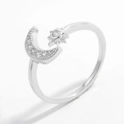 925 Sterling Silver Moon Open Ring | Rings Daverri Fashions
