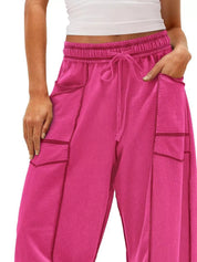 Drawstring Wide Leg Elastic Waist Pants | Pants Daverri Fashions
