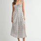 MABLE Floral Print Bustier Back Lace Up Midi Dress CREAM S