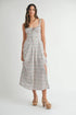 MABLE Floral Print Bustier Back Lace Up Midi Dress CREAM S