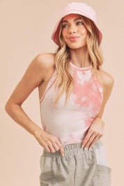 Coral L Aemi + Co Ribbed Tie-Dye Round Neck Tank | Daverri Fashions