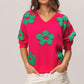 BiBi Pearl Beads Flowers Sweater Top - DAVERRI FASHIONS