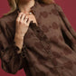 Umgee Heart Jacquard Ruffle Trim Shirt - DAVERRI FASHIONS