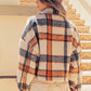 BiBi Brushed Plaid Crop Jacket with Pockets Jackets