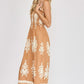 Umgee Full Size Smocked Printed Wide Leg Jumpsuit Plus Size Jumpsuits