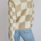 Checkered Tie-Front Cropped Cardigan - DAVERRI FASHIONS