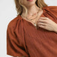 Umgee Textured Flutter Sleeve Notch Neck Top
