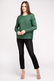 Zenana Hi-Low Hem Round Neck Sweater Sweaters