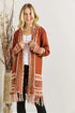 ADORA Plus Size Fringe Hem Aztec Border Cardigan - DAVERRI FASHIONS