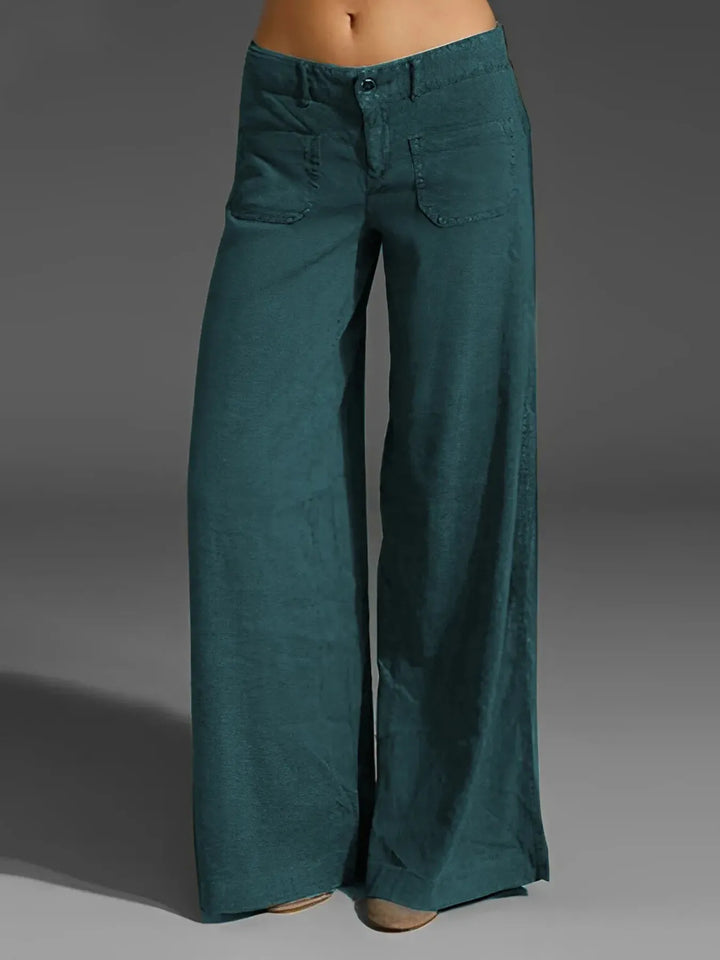 Peacock Green Full Size Wide Leg Jeans with Pockets Plus Size | Jeans Daverri Fashions